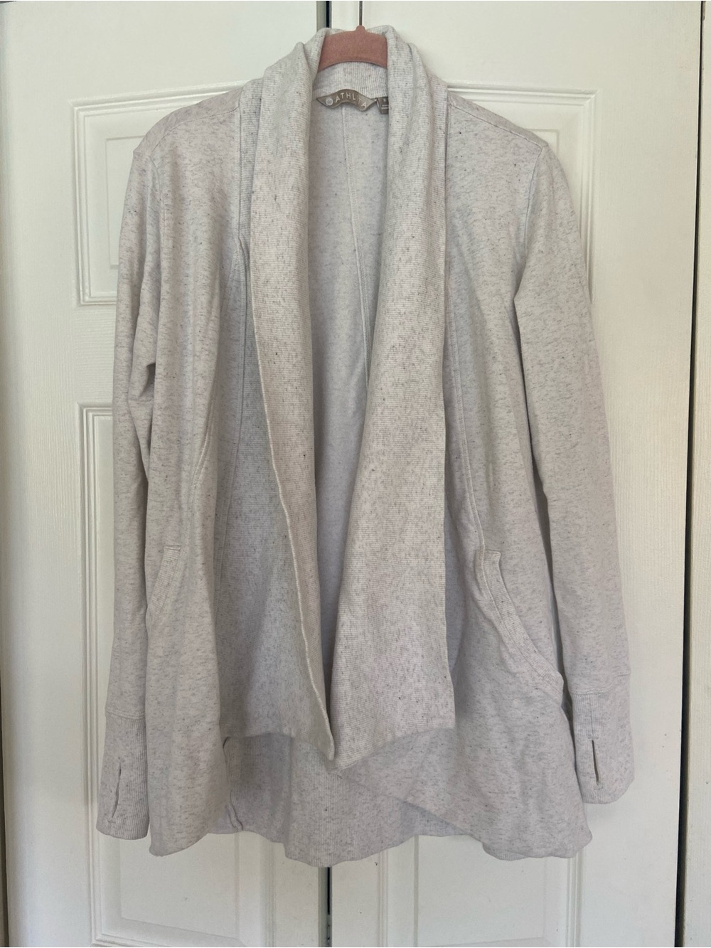 Athleta Light Gray Open-Front Shawl Collar Cardigan